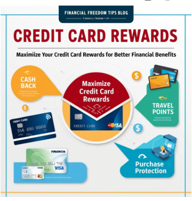 Infographic on maximizing credit card rewards, highlighting benefits such as cash back, travel points, and purchase protection.